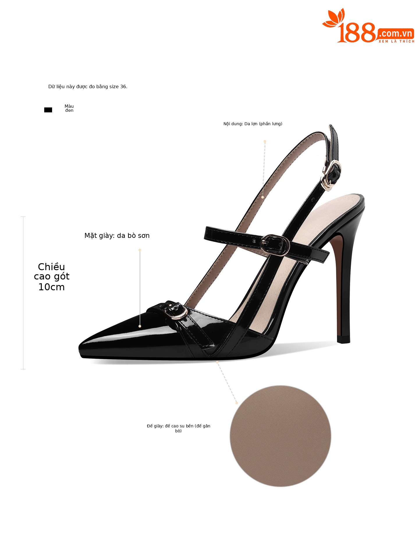Sandal cao gót mũi nhọn quai mảnh kiểu Pháp — Đen, Mơ