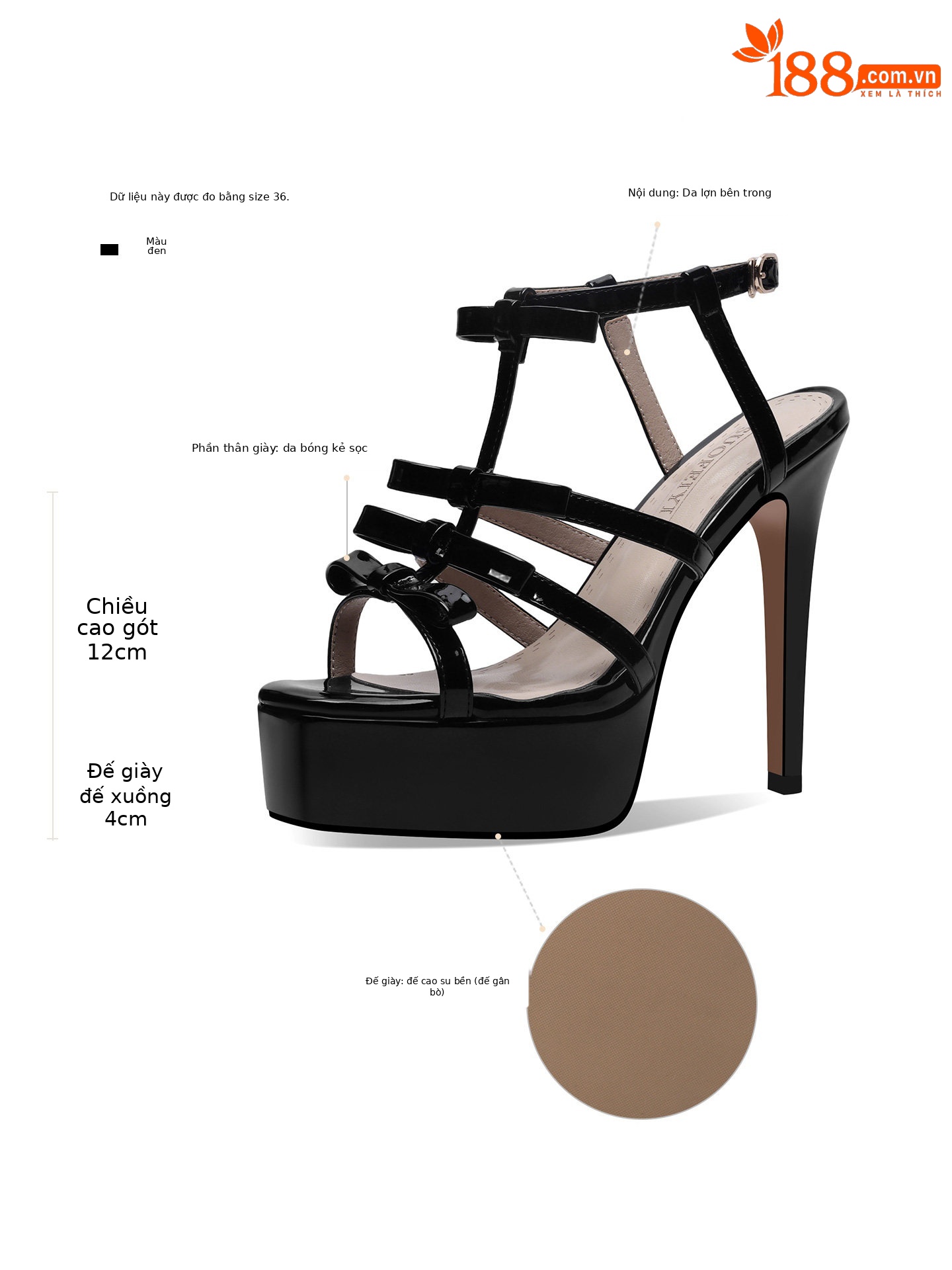 Sandal cao gót nữ quai mảnh phong cách La Mã cổ điển, mũi hở, đế dày chống nước, gót nhọn 9 cm — Đen, Mơ