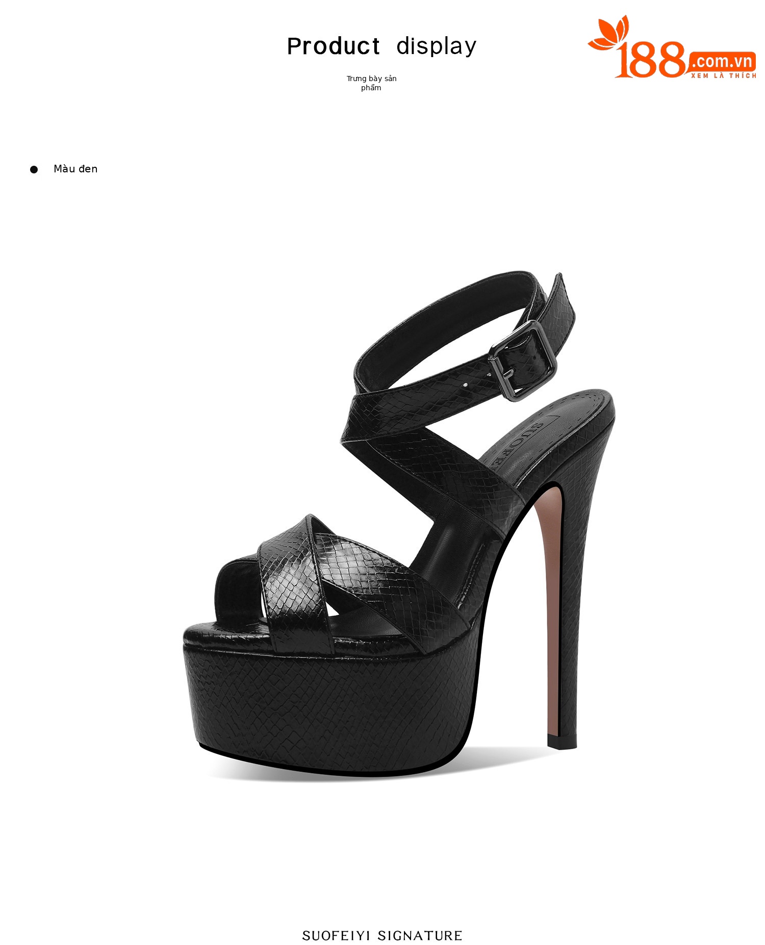 Sandal cao gót nữ hở mũi đế dày chống nước, gót 12-15 cm — Đen Cao Gót 12cm, Vàng Cao Gót 12cm, Bạc Cao Gót 12cm, Đen Cao Gót 13cm chi tiết 2