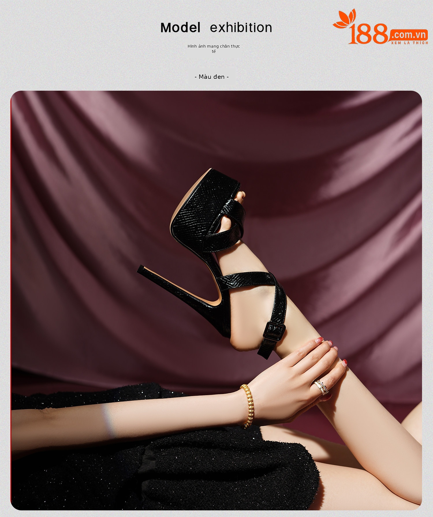 Sandal cao gót nữ hở mũi đế dày chống nước, gót 12-15 cm — Đen Cao Gót 12cm, Vàng Cao Gót 12cm, Bạc Cao Gót 12cm, Đen Cao Gót 13cm chi tiết 13
