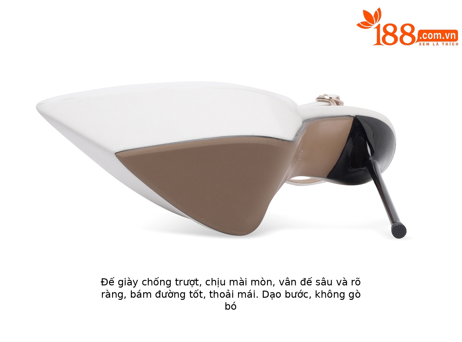 Sandal cao gót nữ mũi nhọn quai một dây, gót siêu cao 12 cm — Đen, Trắng chi tiết 13