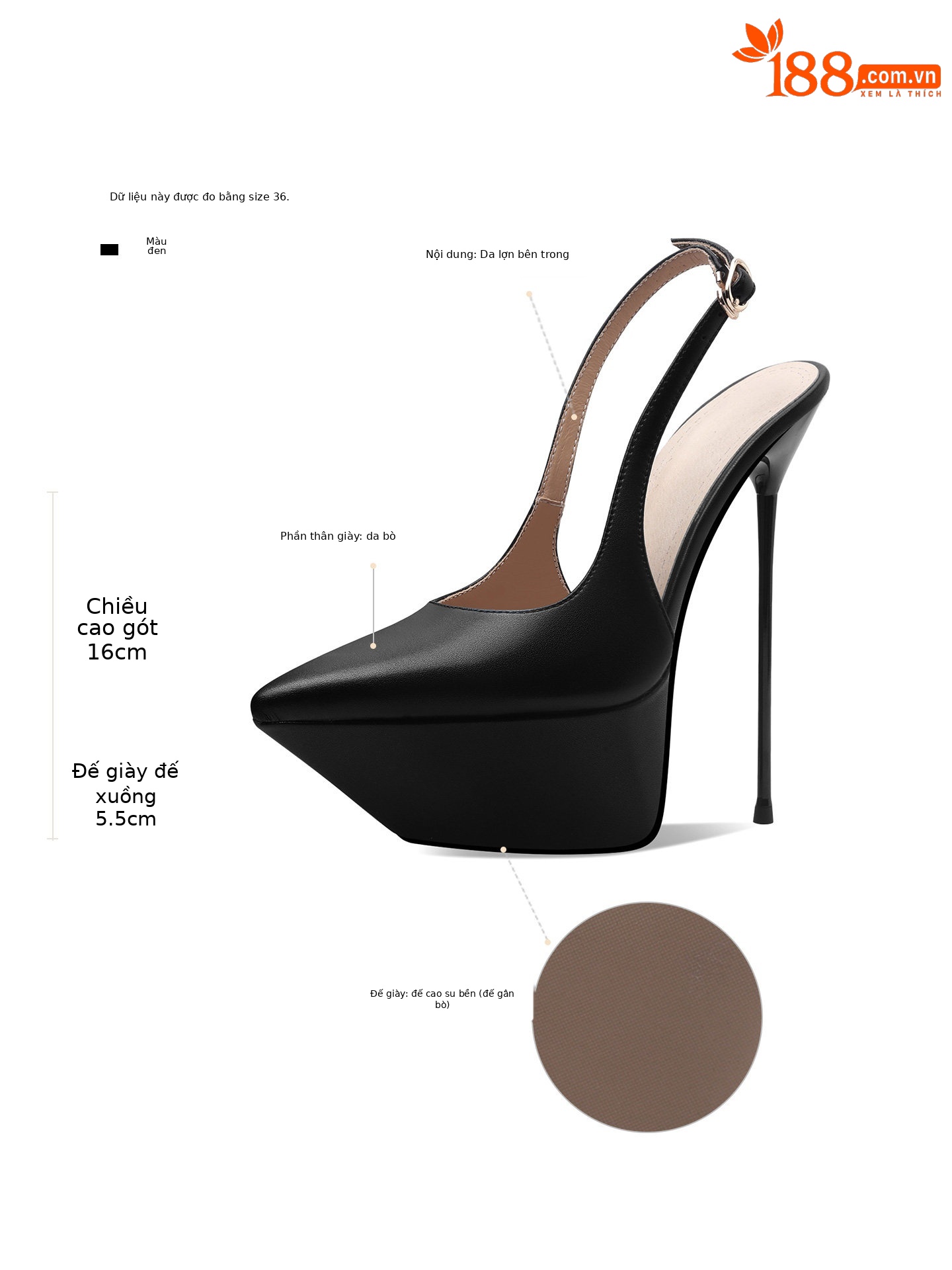 Sandal cao gót nữ mũi nhọn quai một dây, gót siêu cao 12 cm — Đen, Trắng