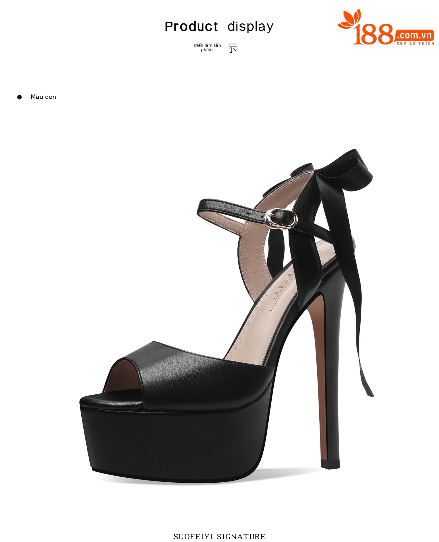 Sandal cao gót nữ hở mũi nơ bướm đế platform gót 12-15 cm — Đen Cao Gót 12cm, Trắng Cao Gót 12cm, Đen Cao Gót 13cm, Trắng Cao Gót 13cm chi tiết 5