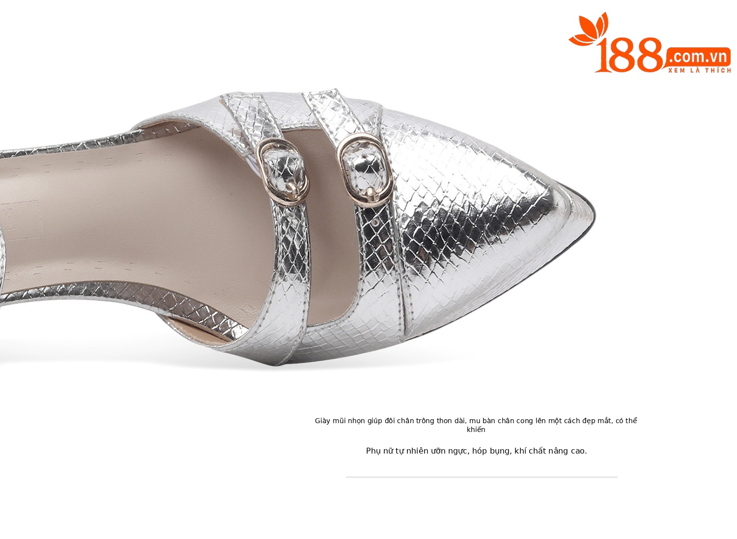 Giày sandal cao gót nữ mũi nhọn gót nhọn khoét rỗng quai mắt cá — Đen, Bạc, Vàng chi tiết 12