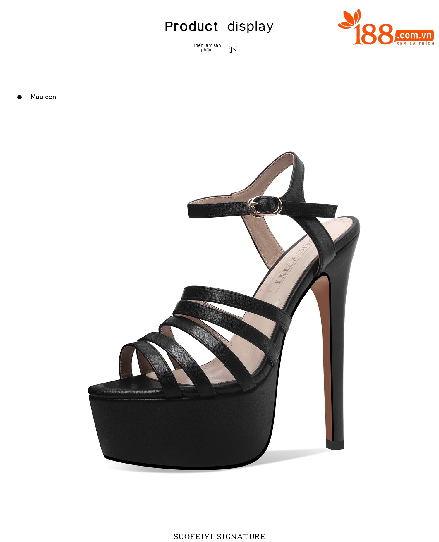 Sandal cao gót nữ quai mảnh hở mũi gót 12-15 cm đế platform chống nước — Đen Cao Gót 12cm, Trắng Cao Gót 12cm, Vàng Cao Gót 12cm, Đen Cao Gót 13cm chi tiết 2