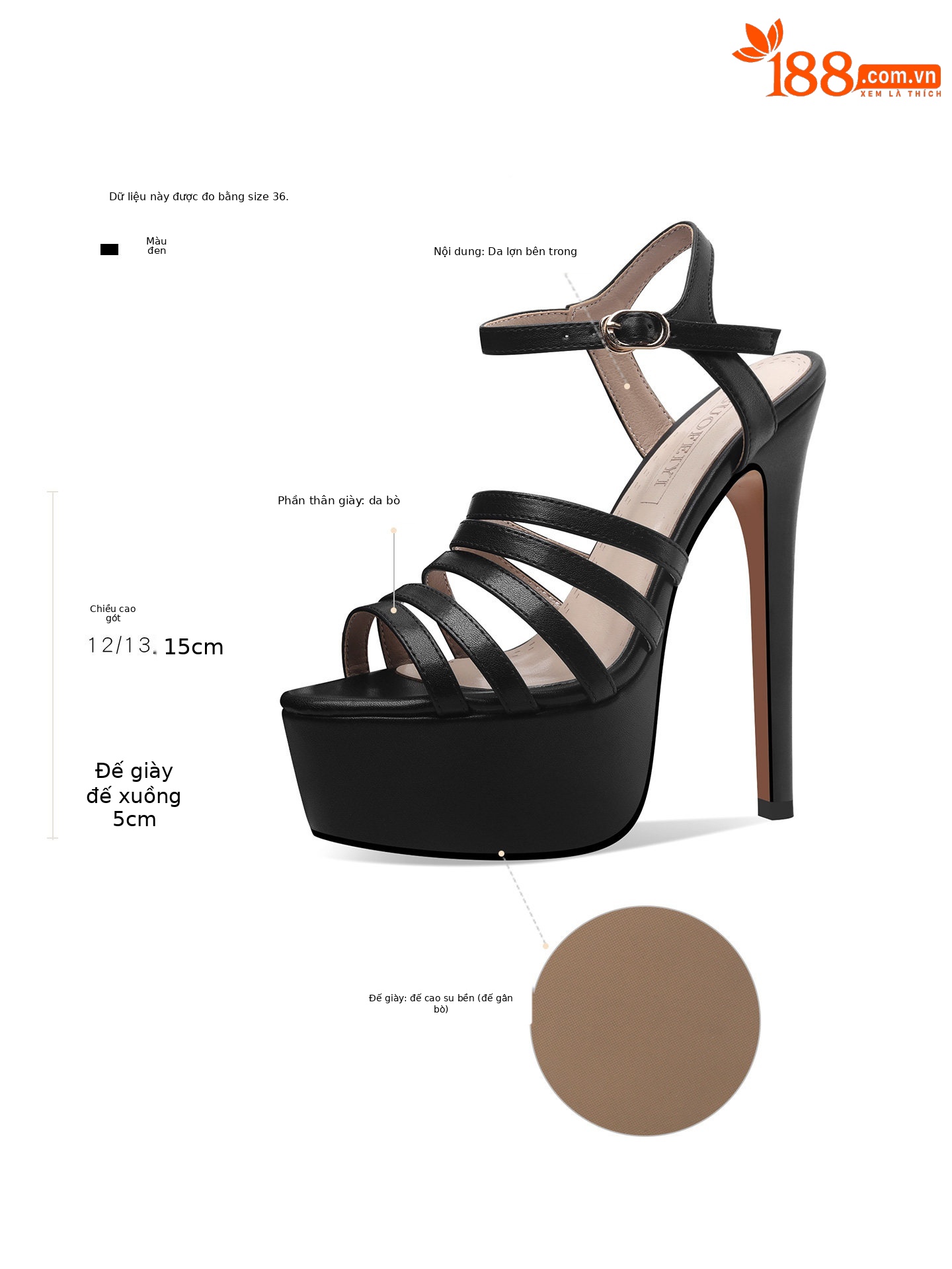 Sandal cao gót nữ quai mảnh hở mũi gót 12-15 cm đế platform chống nước — Đen Cao Gót 12cm, Trắng Cao Gót 12cm, Vàng Cao Gót 12cm, Đen Cao Gót 13cm
