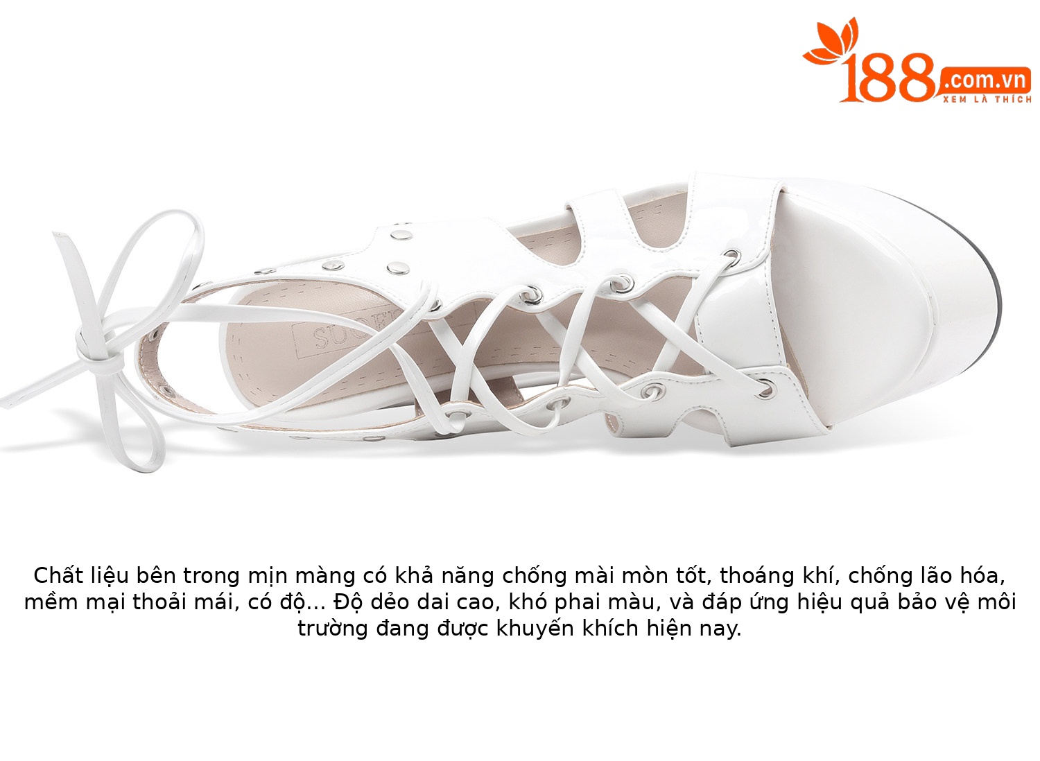 Sandal cao gót nữ mũi hở quai chéo da bóng đế dày gót vuông — Đen, Trắng chi tiết 12