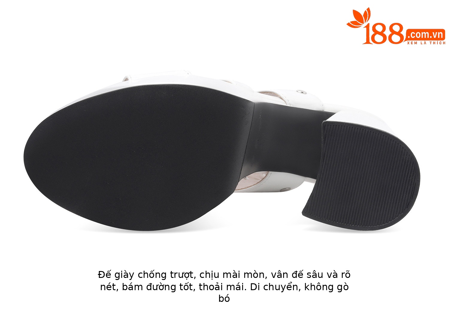Sandal cao gót nữ mũi hở quai chéo da bóng đế dày gót vuông — Đen, Trắng chi tiết 13