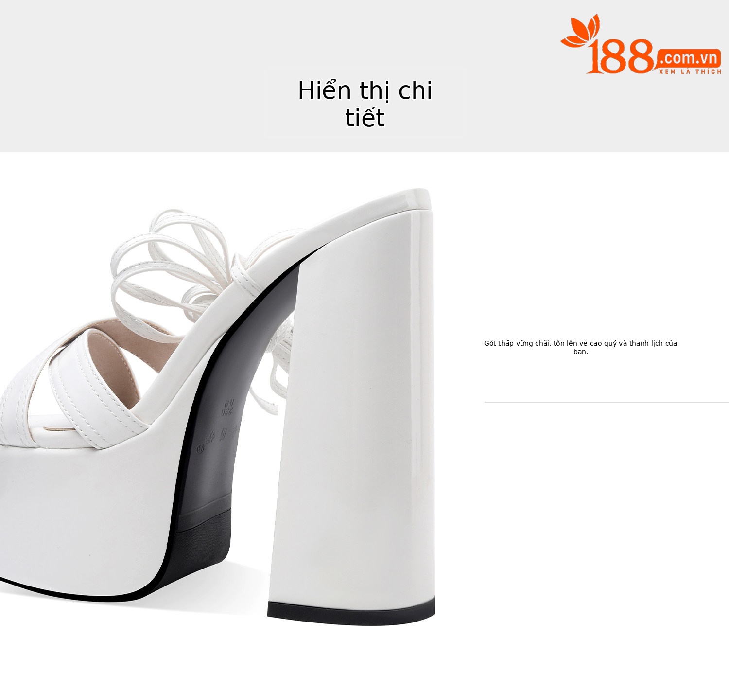Sandal cao gót nữ quai chéo đế dày phong cách châu Âu — Đen, Trắng chi tiết 10
