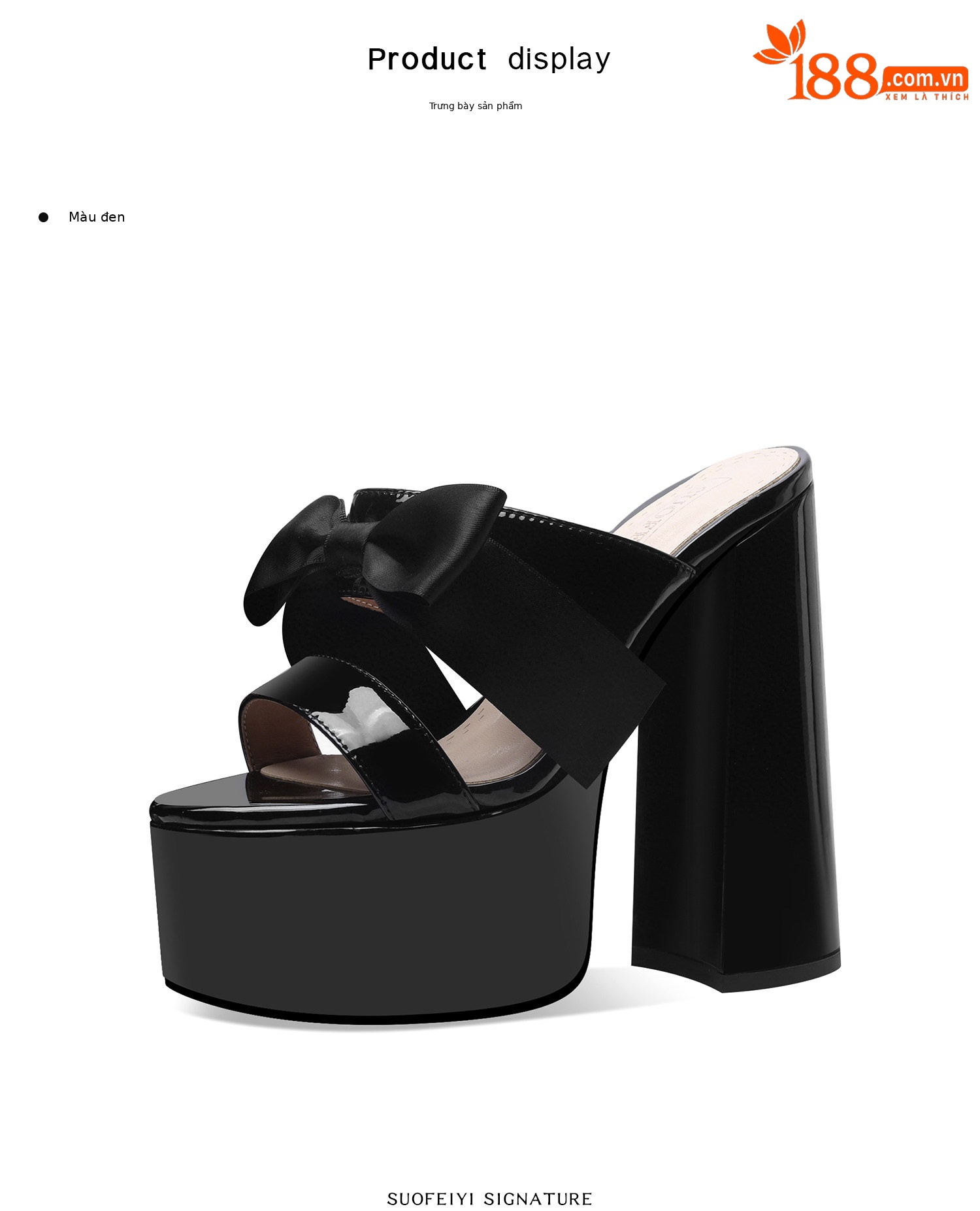 Sandal cao gót nữ mũi hở đế dày nơ bướm phong cách Pháp — Đen, Đỏ rượu chi tiết 2