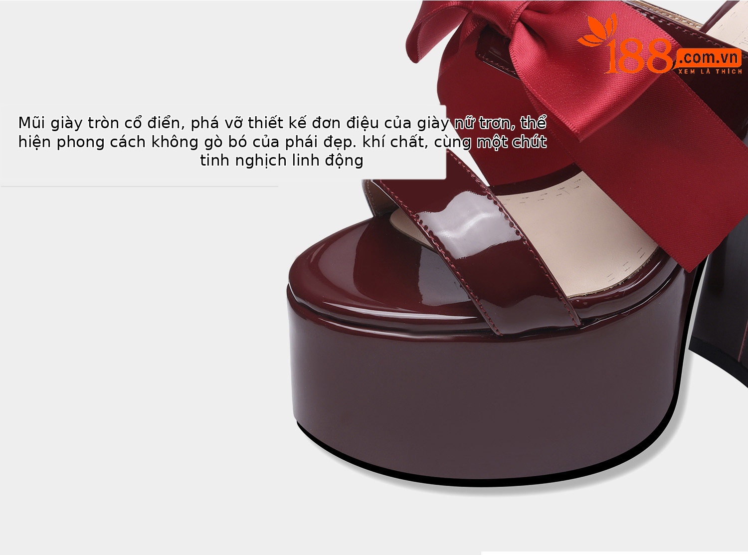 Sandal cao gót nữ mũi hở đế dày nơ bướm phong cách Pháp — Đen, Đỏ rượu chi tiết 10