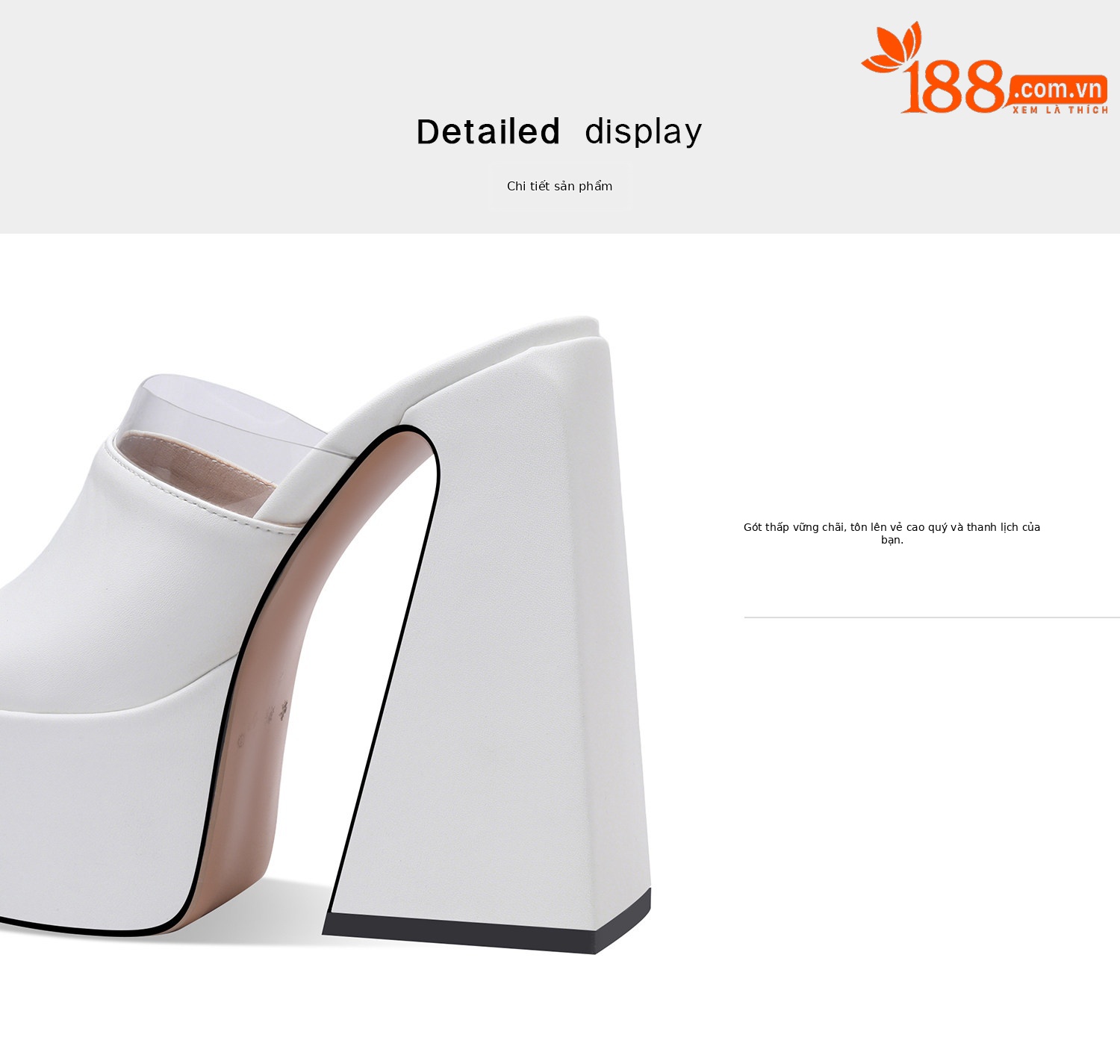 Sandal cao gót nữ mũi hở đế dày chunky gót vuông — Đen, Trắng chi tiết 10