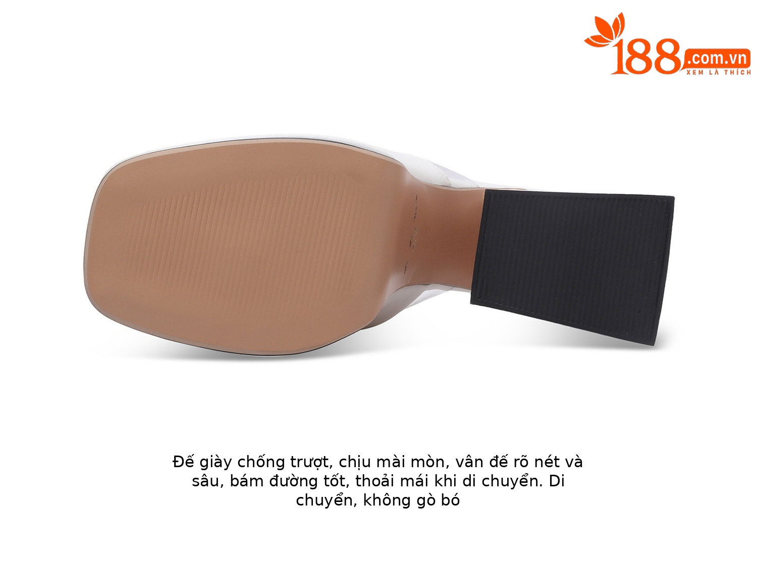 Sandal cao gót nữ mũi hở đế dày chunky gót vuông — Đen, Trắng chi tiết 13