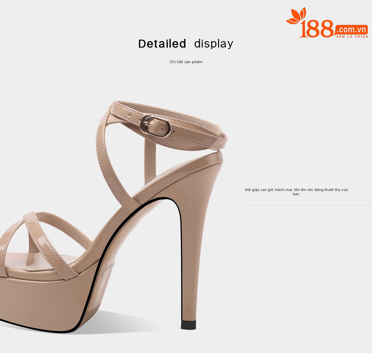 Sandal cao gót nữ hở mũi quai mắt cá phong cách Pháp, gót nhọn 12 cm, đế platform chống nước — Đen, Mơ chi tiết 10