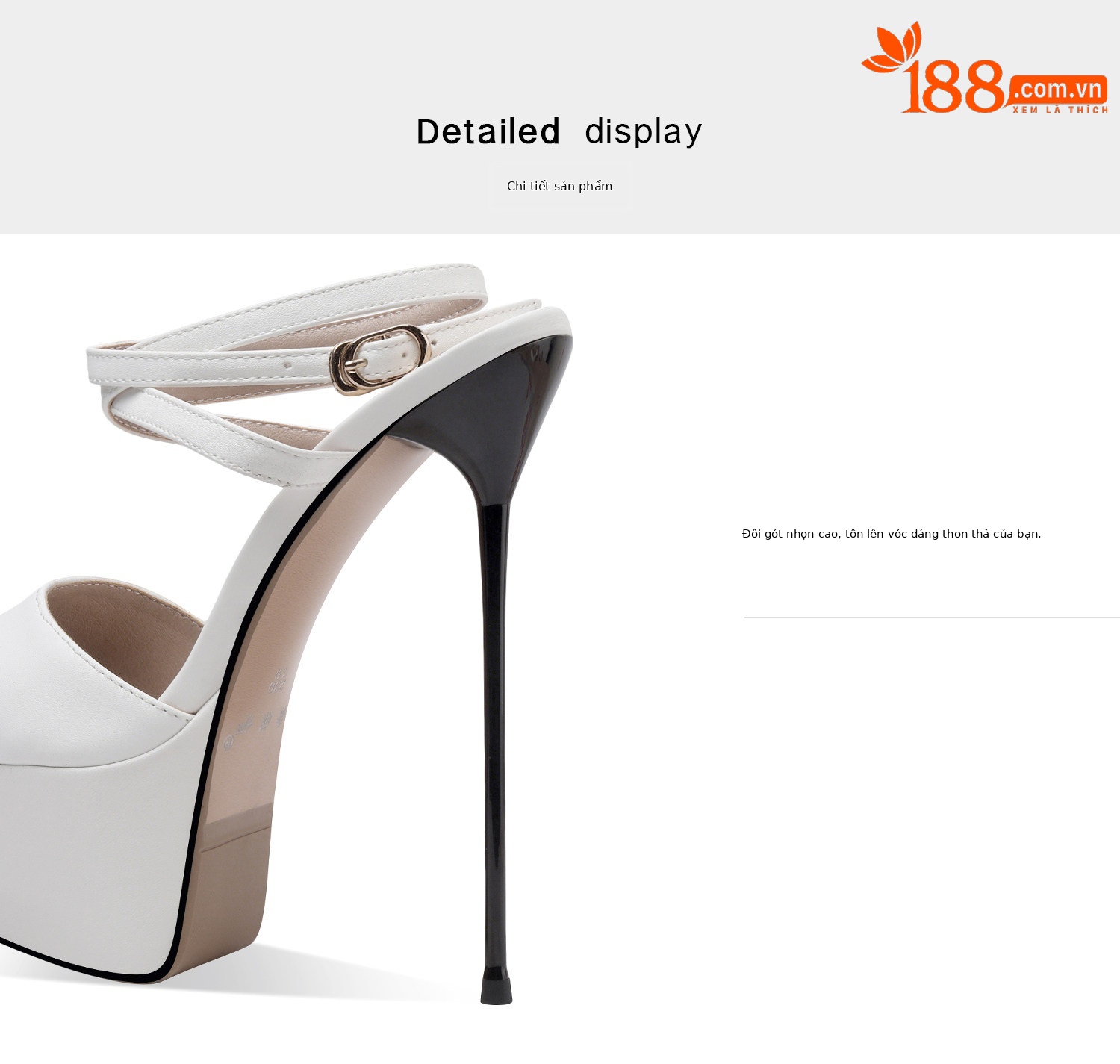 Sandal cao gót nữ mũi nhọn gót siêu cao 12 cm đế platform chống nước — Đen, Trắng chi tiết 10