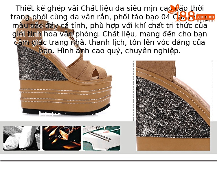 Dép sandal nữ đế xuồng cao gót mũi hở phong cách dân tộc — Màu cam 14cm, Màu cam 16cm, Nude 14cm (Màu da, 14cm), Tây 16cm chi tiết 28