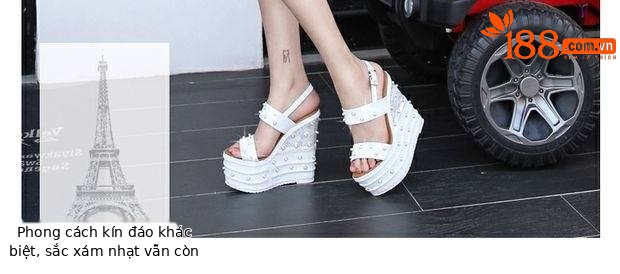 Sandal nữ cao gót 16 cm dây chữ T hở mũi đính ngọc trai có khóa — Trắng, quả mơ, đen chi tiết 18