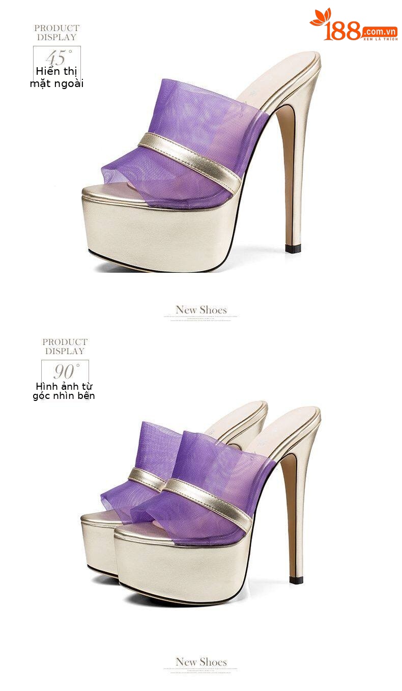 Sandal cao gót nữ hở mũi Sophieyi gót siêu cao 12–15 cm, đế platform, quai mảnh — Gót cao 15 Đen 91545, Gót cao 15 Tím 91545, Gót cao 15 Mơ 91545, Gót cao 12 Tím 18845 chi tiết 10