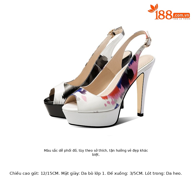 Sandal cao gót nữ hở mũi quai ngang khóa cài gót nhọn 12-15cm — Đen Cao Gót 12cm, Trắng Cao Gót 12cm, Đen Cao Gót 15cm, Trắng Cao Gót 15cm