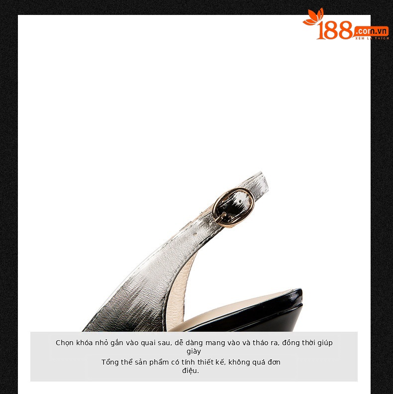 Sandal cao gót nữ hở mũi quai ngang khóa cài gót nhọn 12-15cm — Đen Cao Gót 12cm, Trắng Cao Gót 12cm, Đen Cao Gót 15cm, Trắng Cao Gót 15cm chi tiết 8