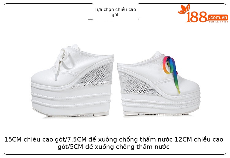 Giày cao gót đế xuồng platform siêu cao 15 cm cho nữ dáng nhỏ — Trắng 12cm, Trắng 15cm, Đen 12cm, Đen 15cm chi tiết 1