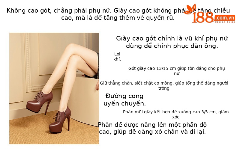 Boot nữ cổ thấp mũi nhọn gót siêu cao 15cm dây buộc chống nước — Đen 15cm Nhỏ Hơn Một Size, Nâu 15cm Nhỏ Hơn Một Size, Đen 13cm Nhỏ Hơn Một Size, Nâu 13cm Nhỏ Hơn Một Size chi tiết 3