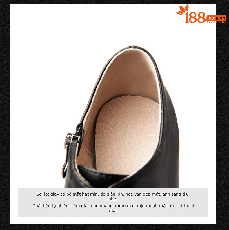 Boot nữ cổ thấp mũi nhọn gót siêu cao 15cm dây buộc chống nước — Đen 15cm Nhỏ Hơn Một Size, Nâu 15cm Nhỏ Hơn Một Size, Đen 13cm Nhỏ Hơn Một Size, Nâu 13cm Nhỏ Hơn Một Size chi tiết 10