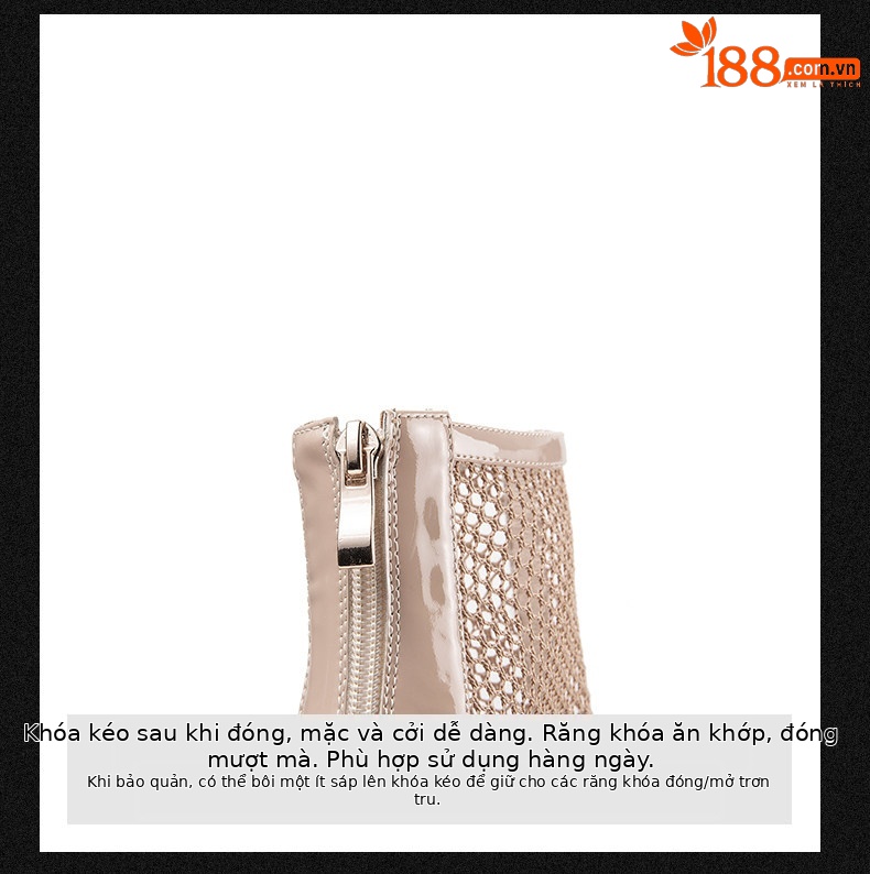 Sandal cao gót nữ hở mũi đế xuồng chống nước, gót to bản 9 cm — Black (One Size Larger), Apricot (One Size Larger) chi tiết 10