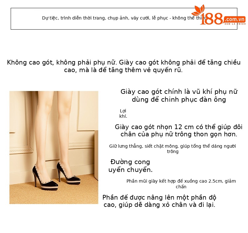 Giày cao gót nữ mũi nhọn da bóng đinh tán gót siêu cao 8 cm — Đen chi tiết 3