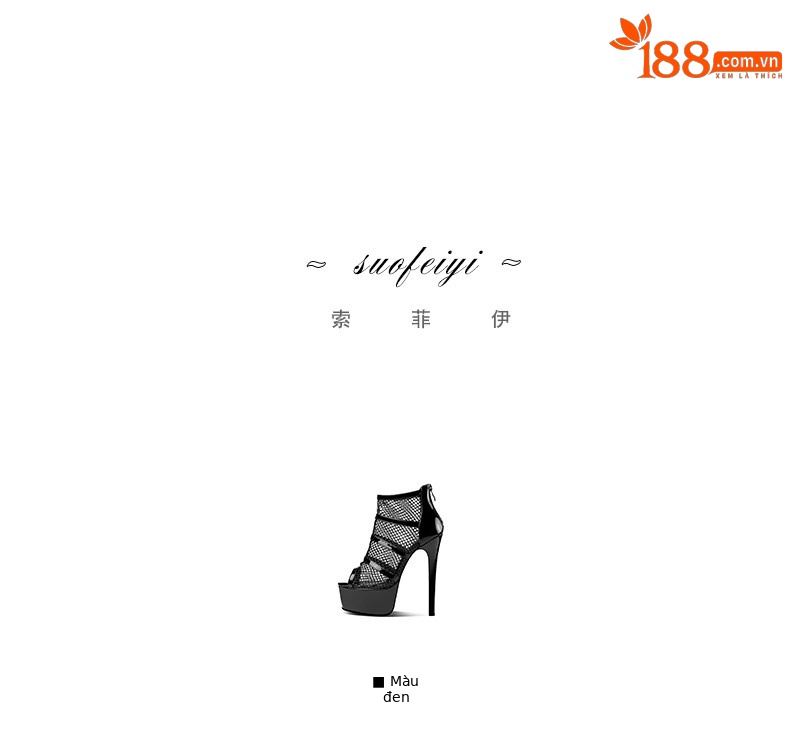 Sandal cao gót nữ da bò lưới hở mũi gót siêu cao 13–15 cm — Đen Cao Gót 13cm, Đen Cao Gót 15cm chi tiết 1