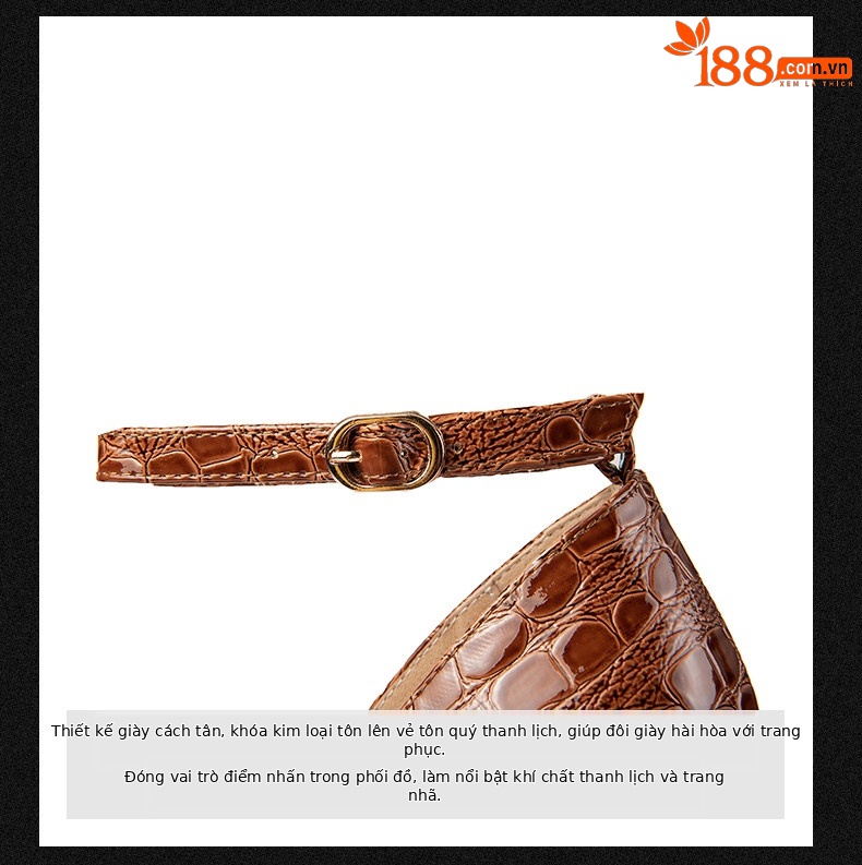 Sandal cao gót nữ một quai khóa bản to, mũi hở, gót siêu cao 13-15 cm, họa tiết da rắn — Brown (15cm Heel Height), Black (15cm Heel Height), Brown (13cm Heel Height), Black (13cm Heel Height) chi tiết 9