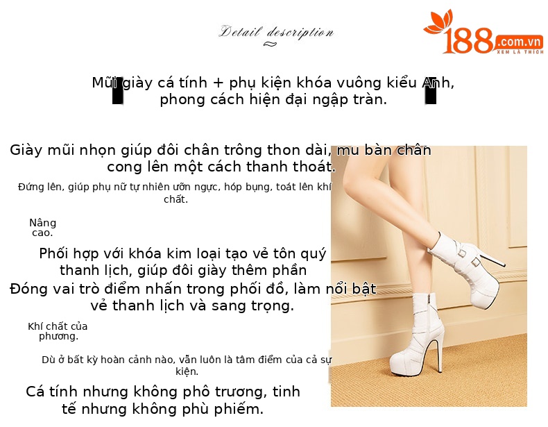 Boot nữ cổ thấp gót siêu cao 13-15cm, mũi nhọn, khóa kéo bên, lót lông nhân tạo — Đen Cao Gót 15cm, Trắng Cao Gót 15cm, Đen Cao Gót 13cm, Trắng Cao Gót 13cm chi tiết 2