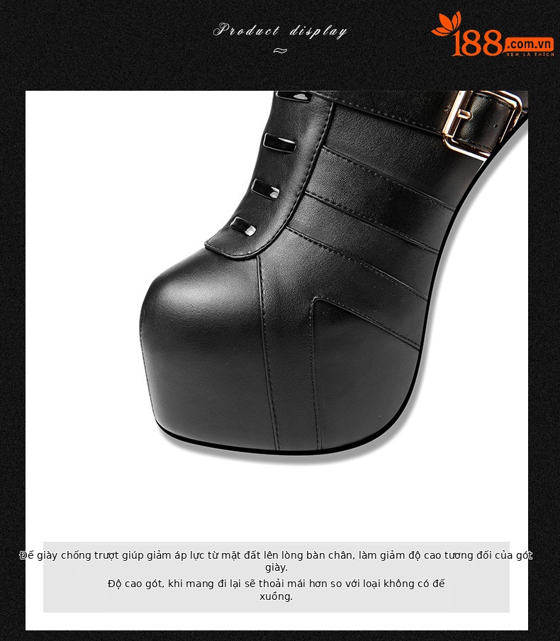 Boot nữ cổ thấp gót siêu cao 13-15cm, mũi nhọn, khóa kéo bên, lót lông nhân tạo — Đen Cao Gót 15cm, Trắng Cao Gót 15cm, Đen Cao Gót 13cm, Trắng Cao Gót 13cm chi tiết 8