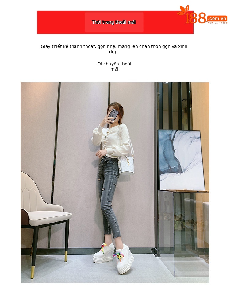 Giày cao gót nữ đế xuồng platform siêu cao 15 cm, dây buộc, kiểu xỏ chân đa năng — Trắng 12CM, Trắng 15CM, Đen 12CM, Đen 15CM chi tiết 3