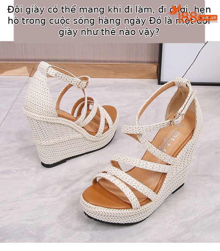 Sandal nữ đế xuồng cao gót 16 cm quai chéo hở mũi platform — Màu trắng nhạt 12cm, Màu trắng nhạt 14cm, Trắng nhạt 16cm chi tiết 26