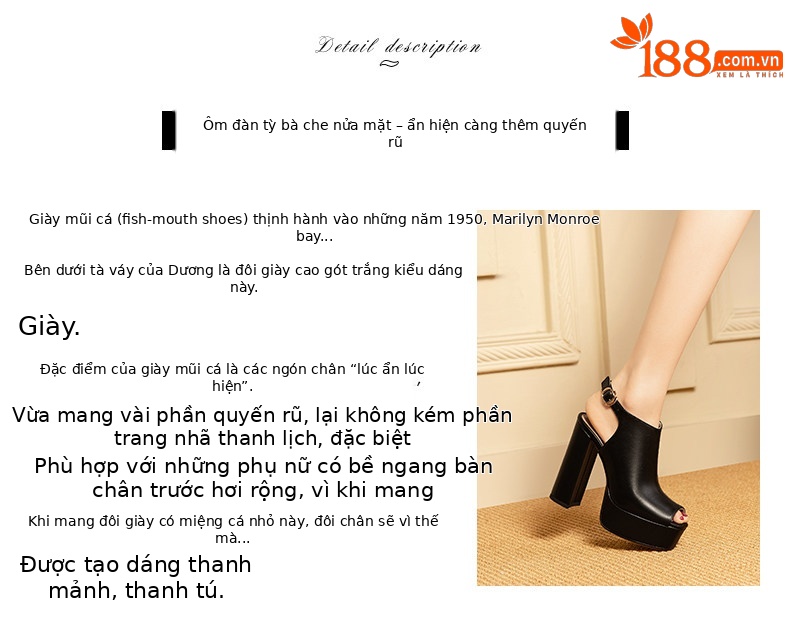 Sandal cao gót nữ mũi cá hở gót, đế platform chống nước, gót vuông dày 9 cm — Đen, Be chi tiết 1