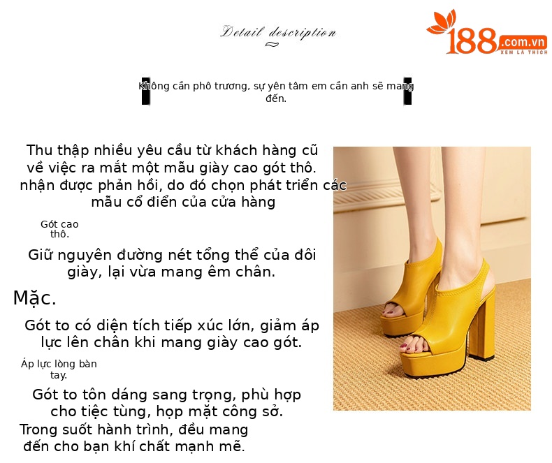 Sandal peep toe nữ gót vuông chunky đế platform da bò thật — Black (Thick Heel 35642), Yellow (Thick Heel 35642), Beige (Thick Heel 35642), Black (Thin Heel 35742) chi tiết 1