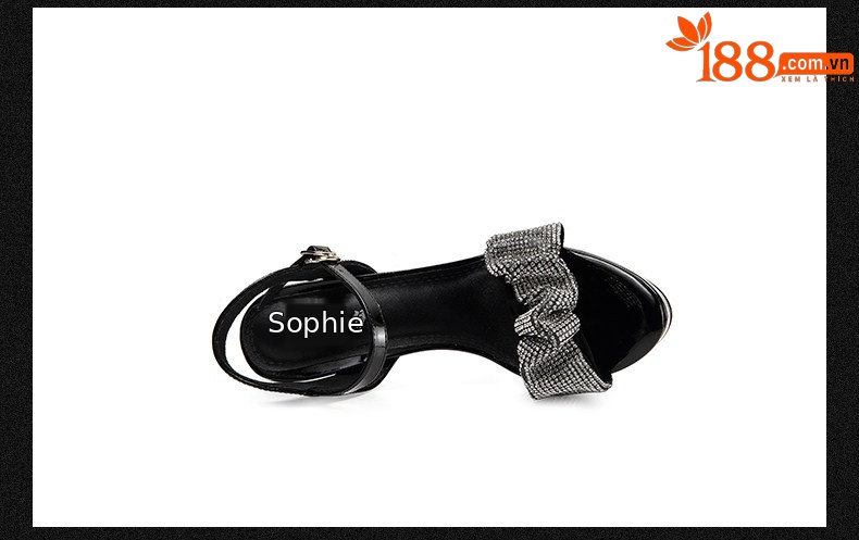 Sandal quai ngang nữ gót vuông cao hở mũi phong cách cổ tích — Đen chi tiết 13