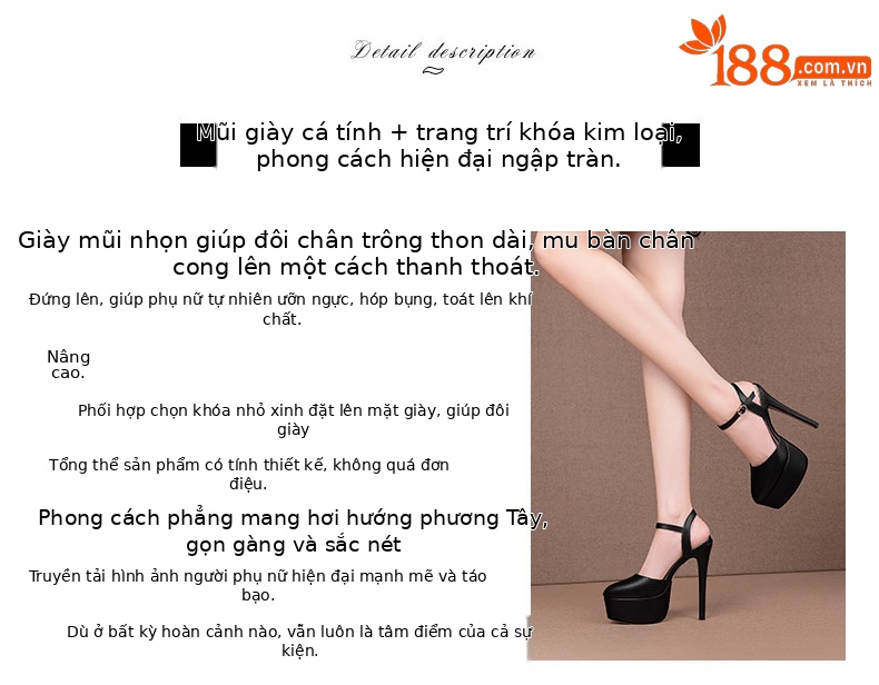 Sandal cao gót nữ mũi nhọn bít hở gót, gót siêu cao 8 cm, da bò thật — Đen, Mơ chi tiết 1