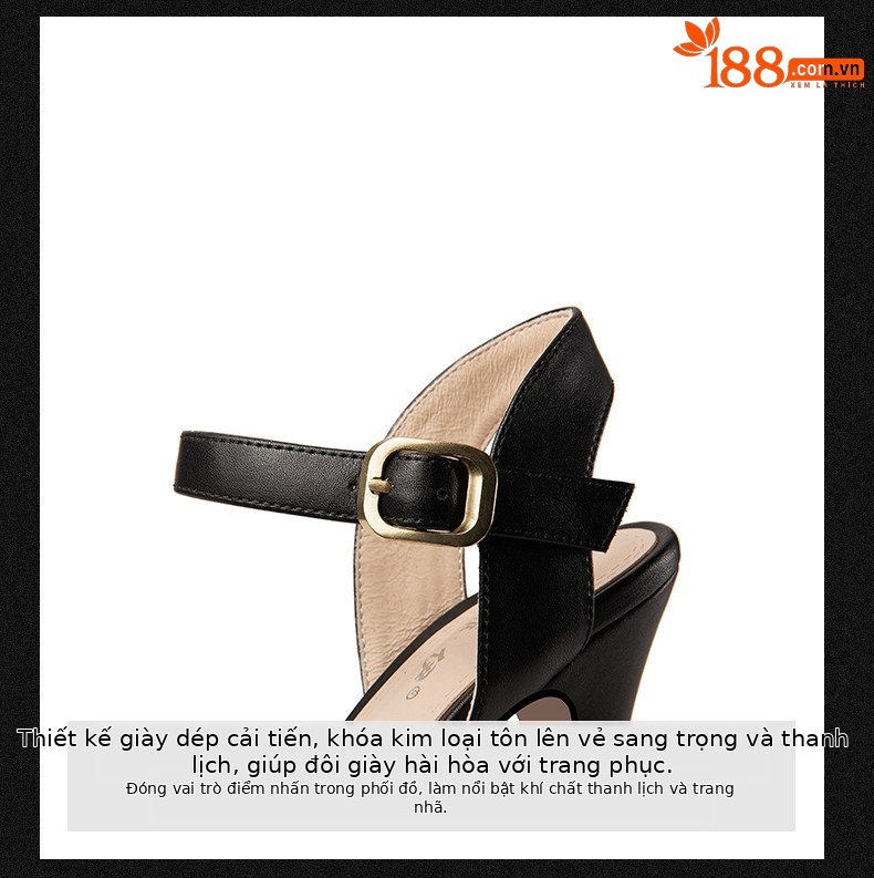 Sandal cao gót nữ mũi cá hở, quai ngang khóa vuông, gót nhọn 12–15 cm — Đen Cao gót 15cm, Be Cao gót 15cm, Đen Cao gót 12cm, Be Cao gót 12cm chi tiết 8