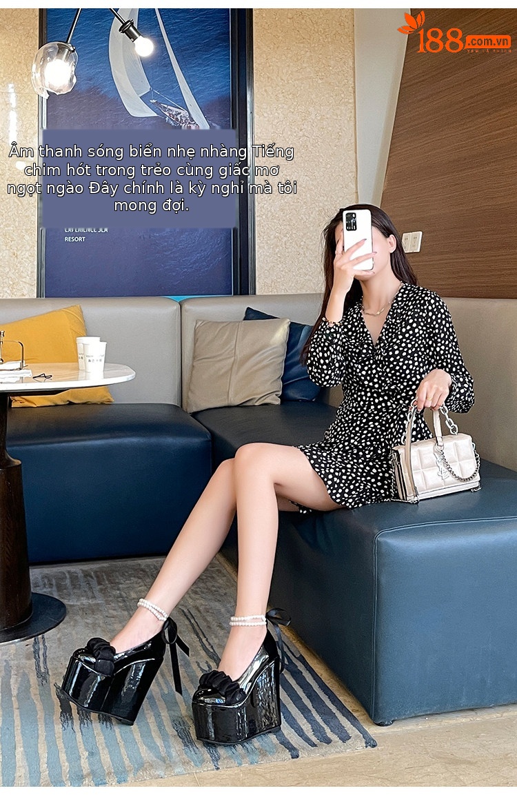 Sandal platform nữ dạ tiệc đính ngọc trai phong cách Pháp, đế xuồng siêu cao gót Mary Jane — Trắng 10cm, Trắng 12cm, Trắng 15cm, Đen 10cm chi tiết 22