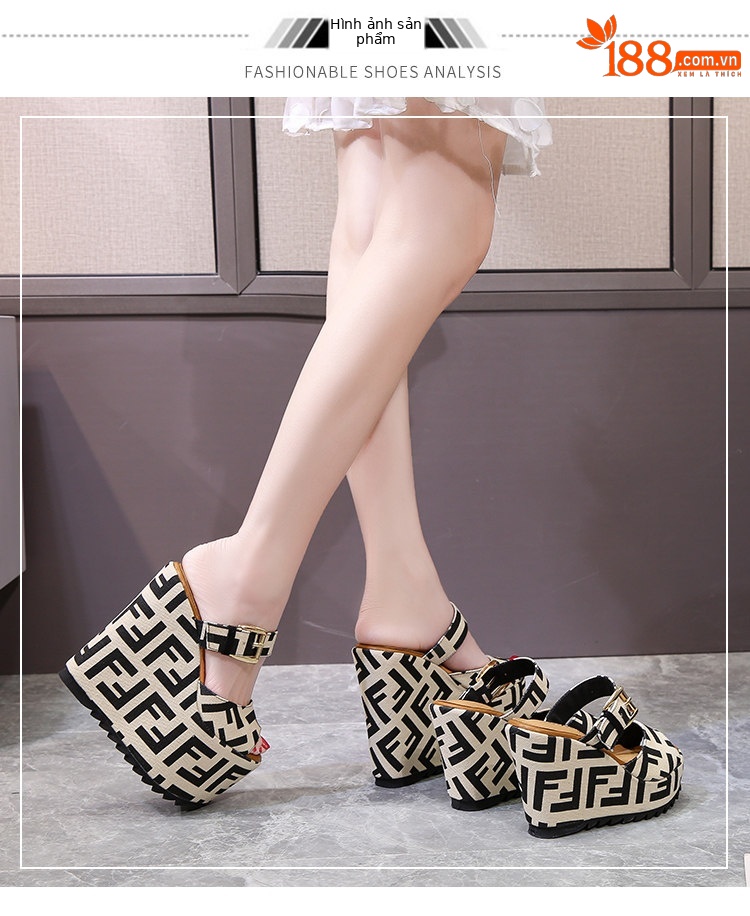 Sandal cao gót nữ hở mũi đế xuồng 11 cm — Đen 10cm, Đen 12cm, Đen 15cm chi tiết 6