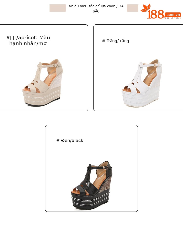 Dép sandal đế xuồng siêu cao gót nữ mũi hở phong cách dân tộc, gót 14-16 cm — Mơ 14cm, Mơ 16cm, Trắng 14cm, Trắng 16cm chi tiết 34