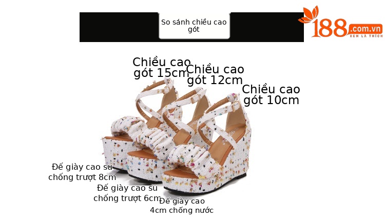 Dép sandal đế xuồng cao gót nữ quai chéo, gót 15 cm, hở mũi, phong cách thời trang — Trắng 10CM, Trắng 12CN, Trắng 15CM chi tiết 4