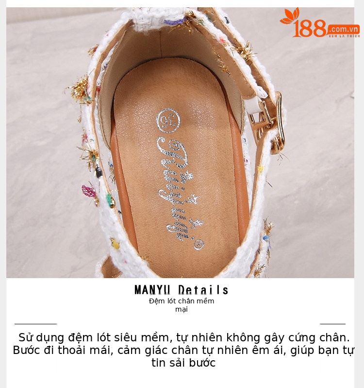 Dép sandal đế xuồng cao gót nữ quai chéo, gót 15 cm, hở mũi, phong cách thời trang — Trắng 10CM, Trắng 12CN, Trắng 15CM chi tiết 6
