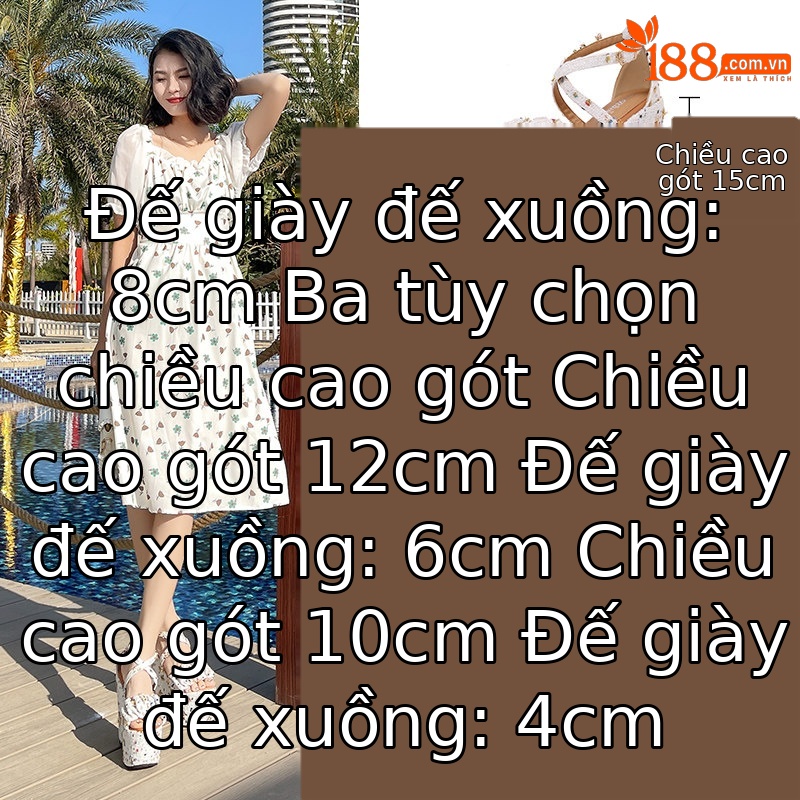 Dép sandal đế xuồng cao gót nữ quai chéo, gót 15 cm, hở mũi, phong cách thời trang — Trắng 10CM, Trắng 12CN, Trắng 15CM chi tiết 40