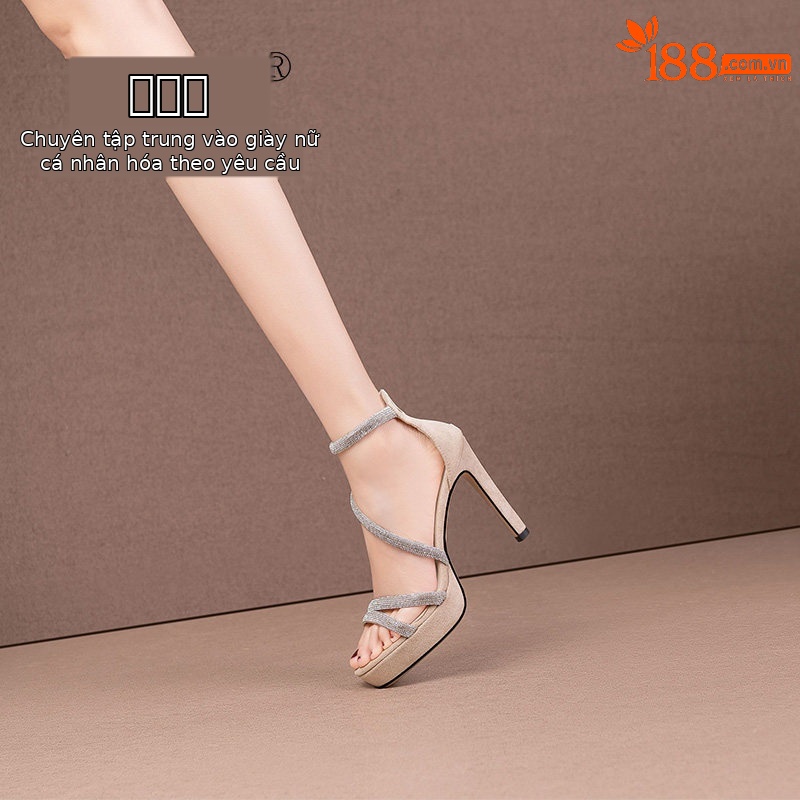 Sandal cao gót nữ đính đá mũi nhọn quai mảnh gót 10.5 cm — Đen Cao gót 10.5cm, Mơ Cao gót 10.5cm