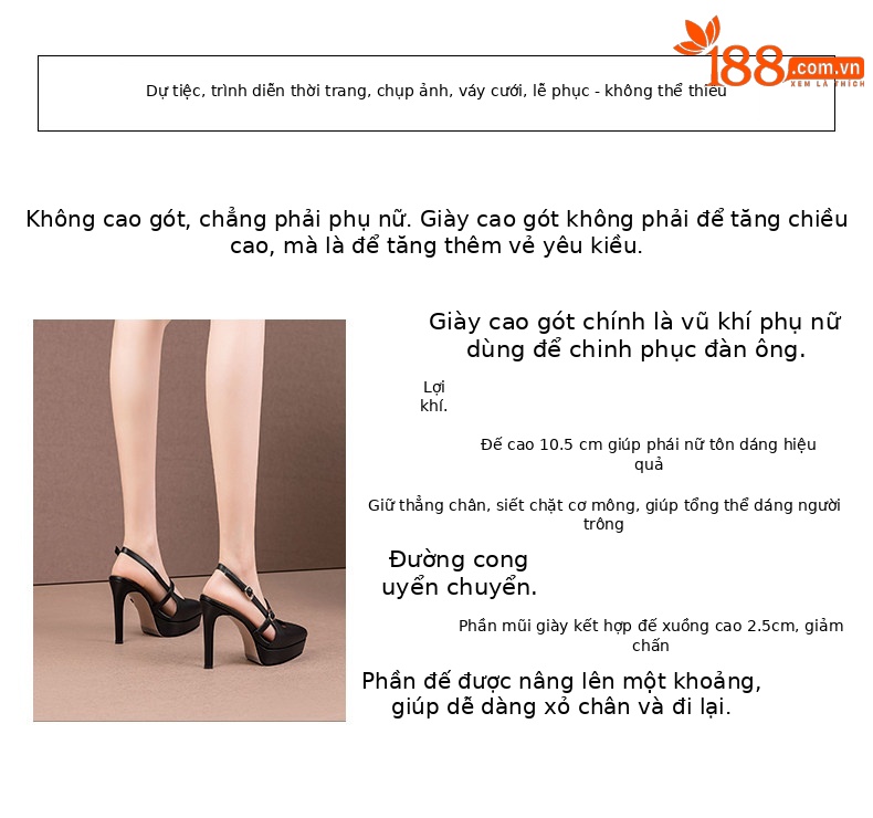 Sandal cao gót nữ mũi nhọn quai khóa một dây, gót siêu cao 8 cm, đế platform chống nước — Đen chi tiết 2