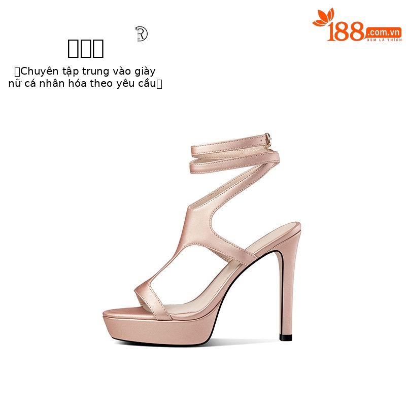 Sandal cao gót nữ quai mảnh chéo hở mũi gót nhọn 9 cm — Xanh lá, Hồng