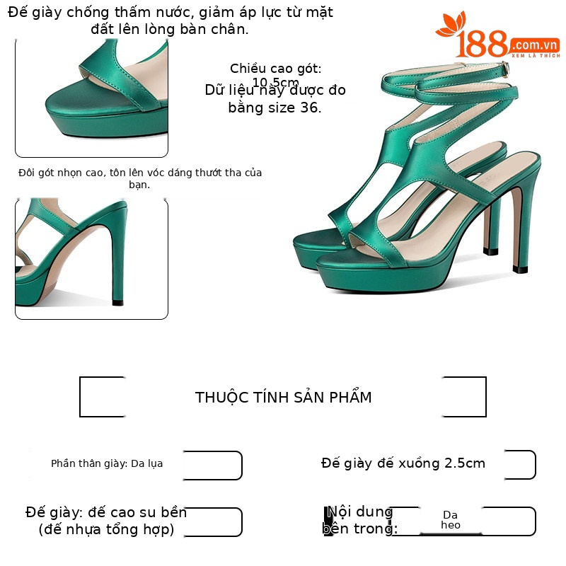 Sandal cao gót nữ quai mảnh chéo hở mũi gót nhọn 9 cm — Xanh lá, Hồng